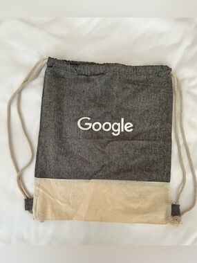 Google Two-Tone Drawstring Backpack in Gray and Cream